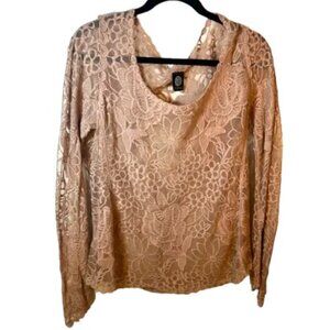 Bobeau Light Mauve Lace Sheet Women’s Blouse Size Medium